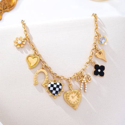 Checkered Heart Charm Necklace