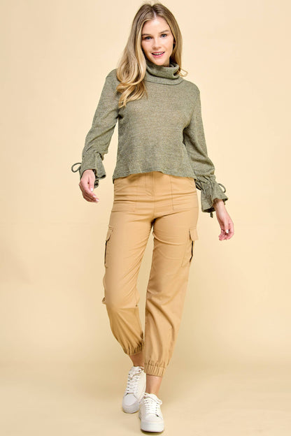 Olive Twist Turtleneck Sweater