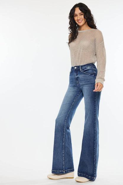 Kan Can High Rise Wide Leg Flared Jeans
