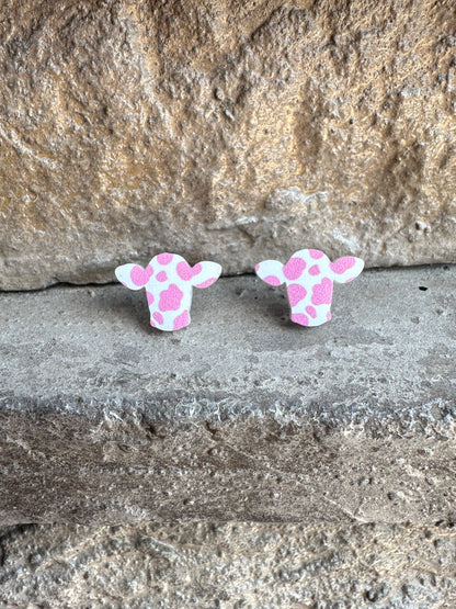 Pink Cow Print Cow Stud