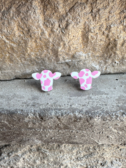 Pink Cow Print Cow Stud